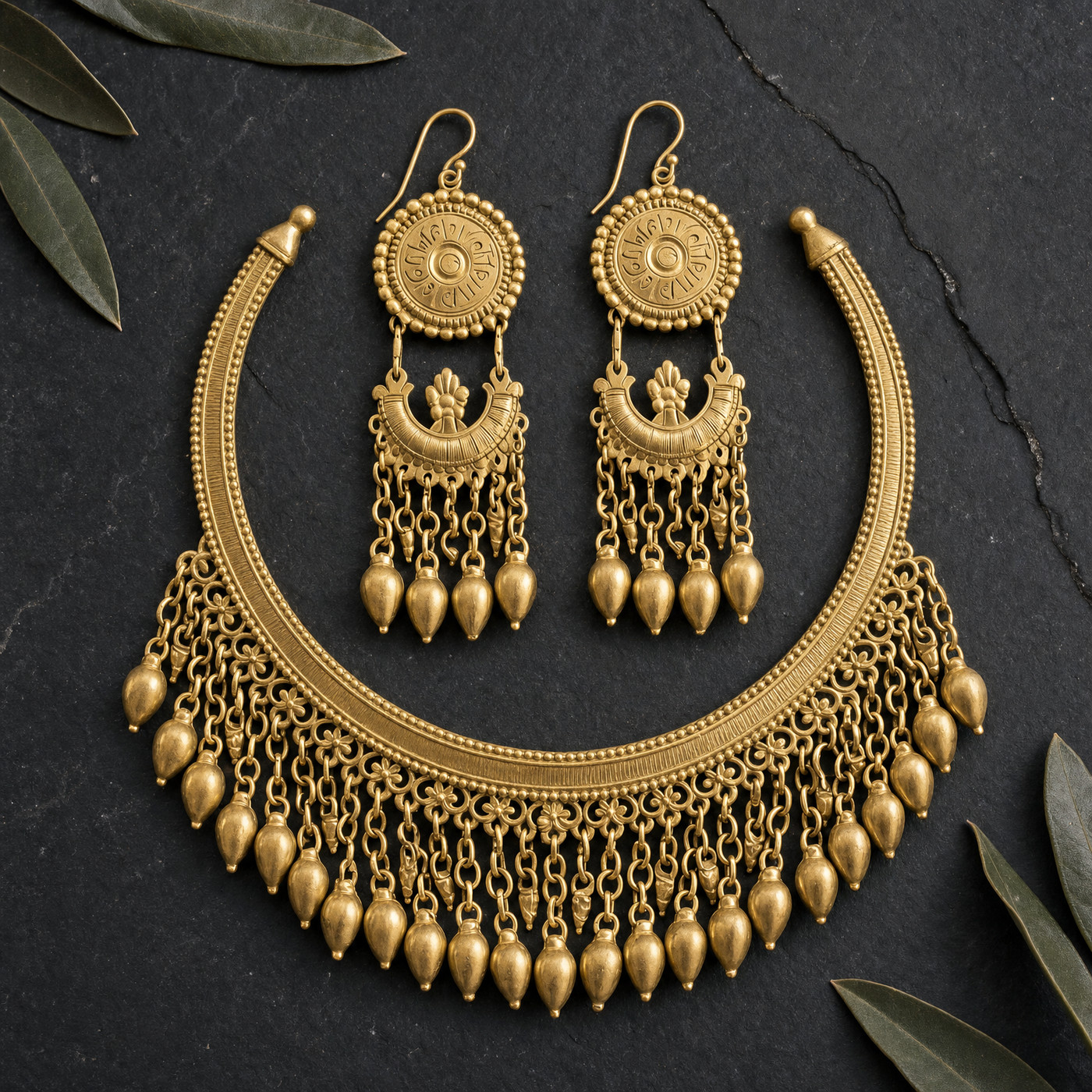 The Greek set — collar and earrings