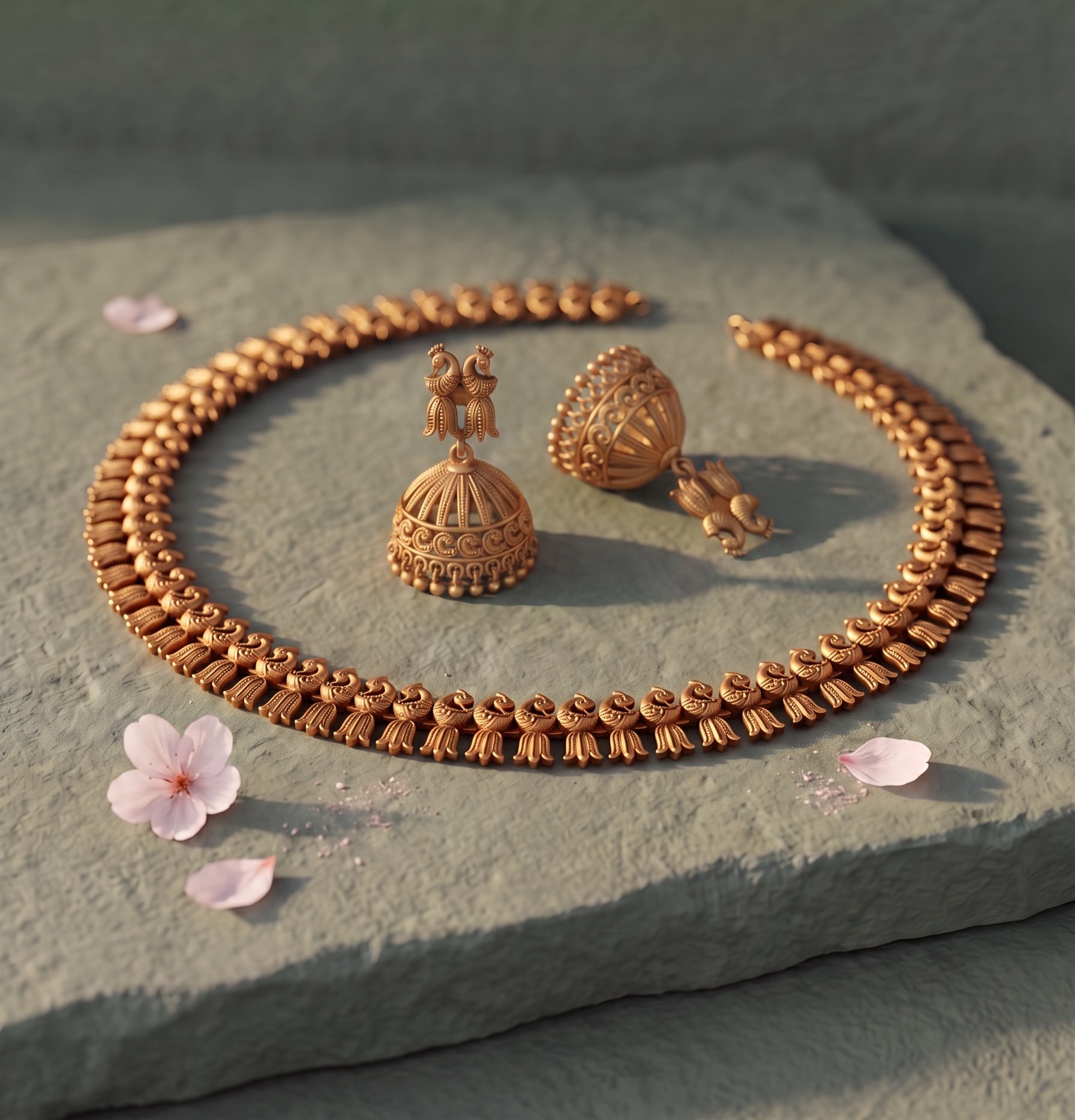 Il Corredo Pavone, the peacock collar and jhumka earrings