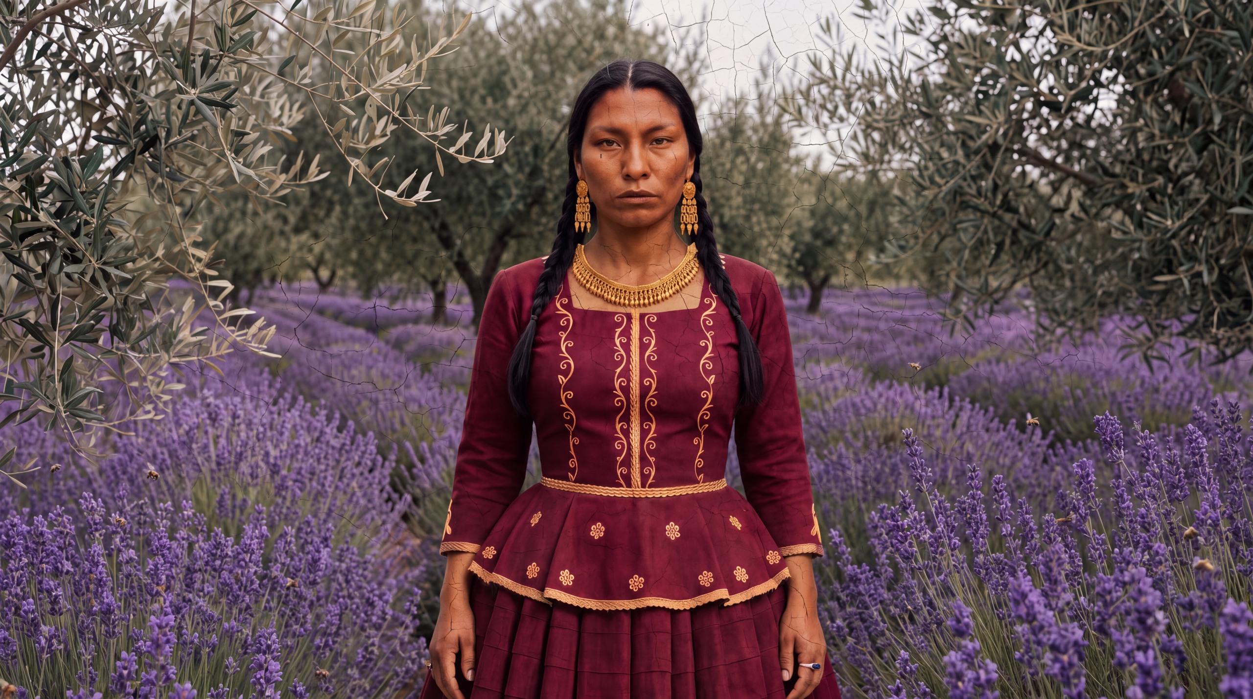Wara, painted, in the olive grove